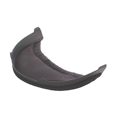 Gray crescent-shaped cushion on a white background