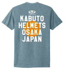 slate Blue t-shirt with 'Kabuto Helmets Osaka Japan' text on the back