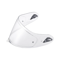 Clear F-17 motorcycle visor on a white background
