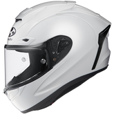 Kabuto White Metallic F-17 motorcycle helmet with clear visor on a white background