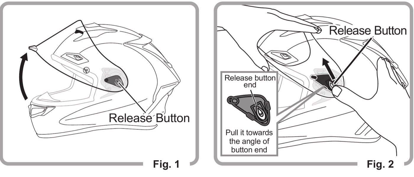 Open the shield and press the release button