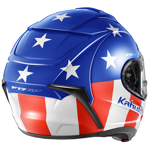 Kabuto F-17 GP Mips F1776 motorcycle helmet with American flag design on a white background