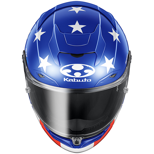 Kabuto F-17 GP Mips F1776 motorcycle helmet with American flag design on a white background