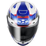Kabuto F-17 Zestal motorcycle helmet with blue and red accents on a white background