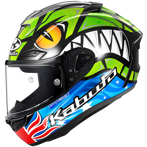 Kabuto F-17 Remy Gardner Replica motorcycle helmet on a white background