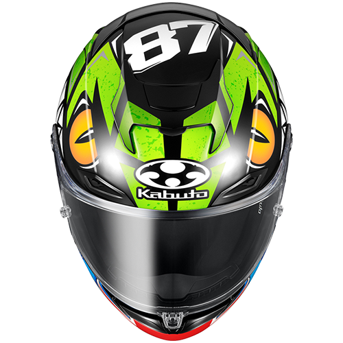 Kabuto F-17 Remy Gardner Replica motorcycle helmet on a white background
