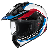 Kabuto Block Motorcycle helmet with red, white, and blue design on a white background