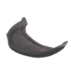 Gray crescent-shaped cushion on a white background