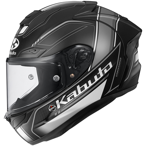 F-17 Forte Black and gray motorcycle helmet with clear visor on a white background