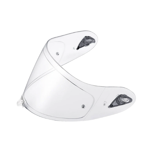 Clear F-17 motorcycle visor on a white background