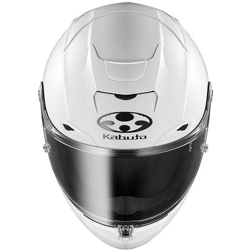 Kabuto White Metallic F-17 motorcycle helmet with clear visor on a white background