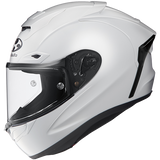 Kabuto White Metallic F-17 motorcycle helmet with clear visor on a white background