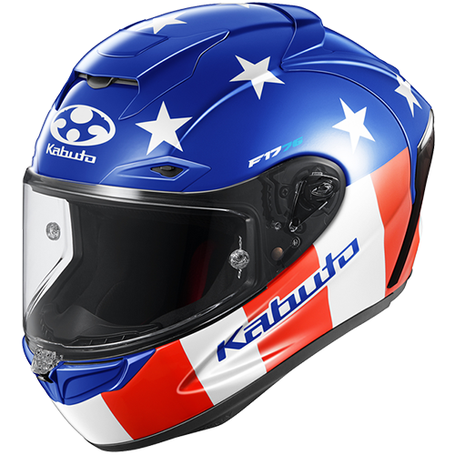 F1776 Kabuto motorcycle helmet with American flag design on a white background