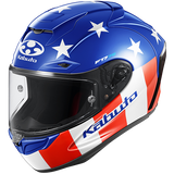 F1776 Kabuto motorcycle helmet with American flag design on a white background