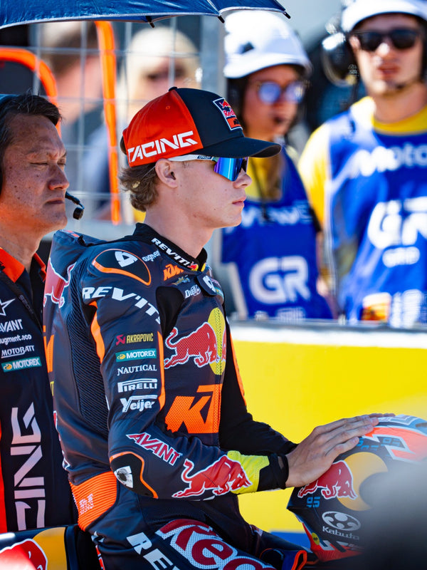 Red Bull KTM rider on the grid with his helmet
