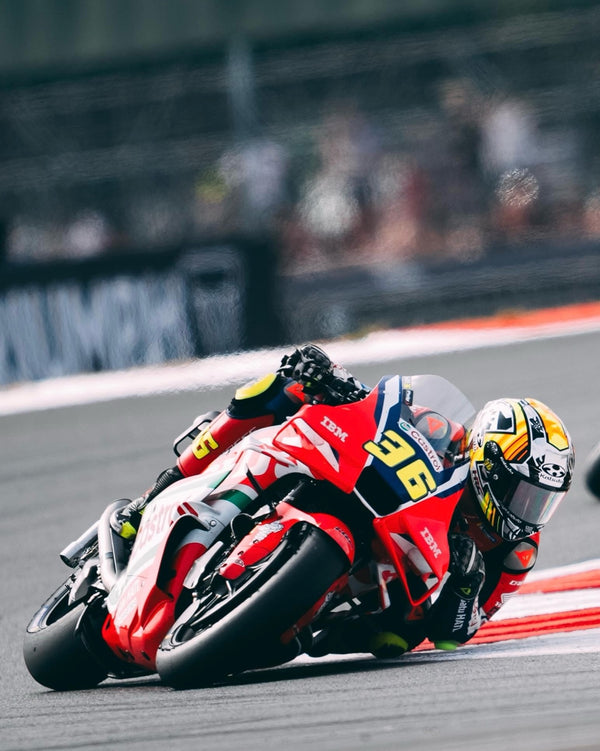 Joan Mir leaning the No. 36 Honda through a corner