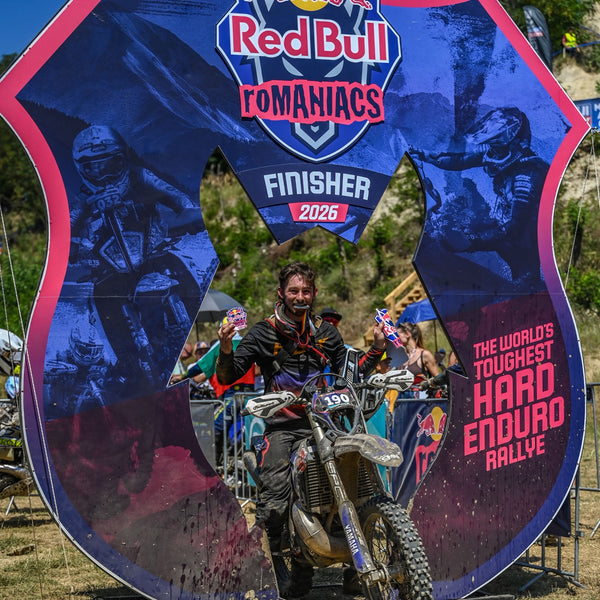 Finisher arch at the 2026 Red Bull Romaniacs hard enduro rally