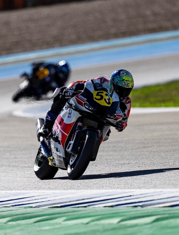 Tito Rabat's No. 53 superbike cornering