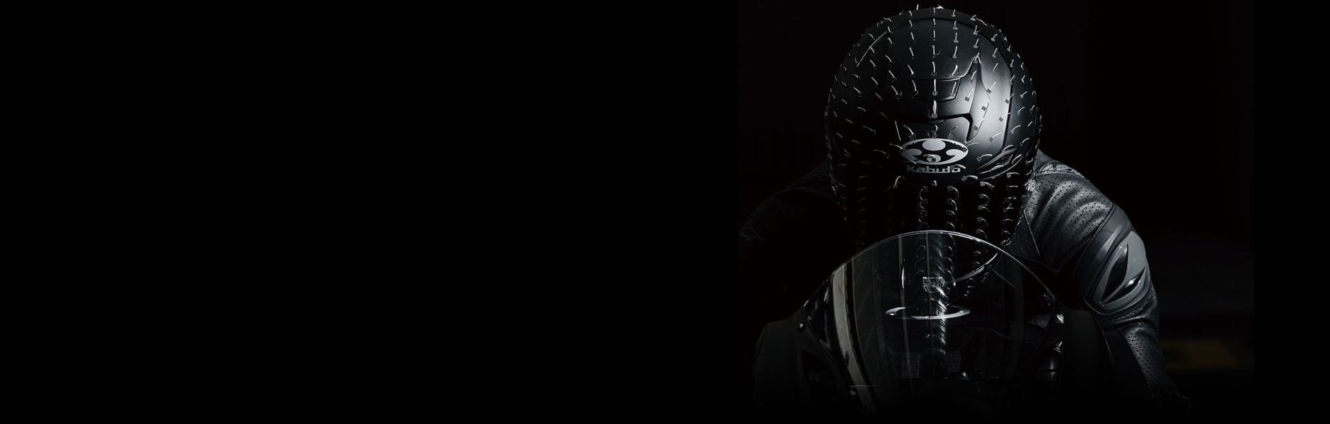 rider with a Kabuto helmet. Aerodynamic fibers attached to showcase airflow.