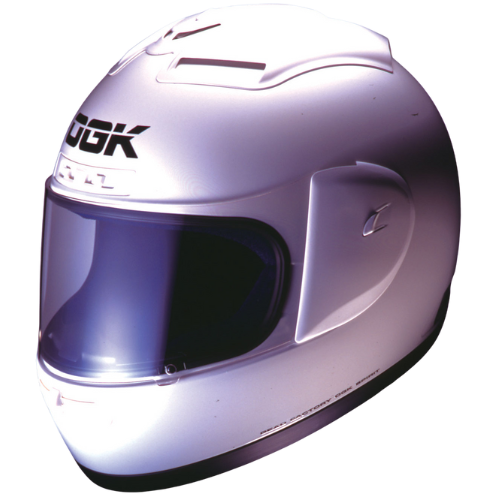 White Kabuto RX-R motorcycle helmet with clear visor on a white background