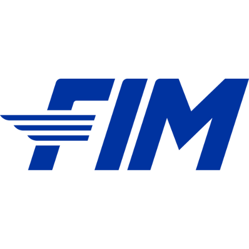 Blue 'FIM' logo on a white background