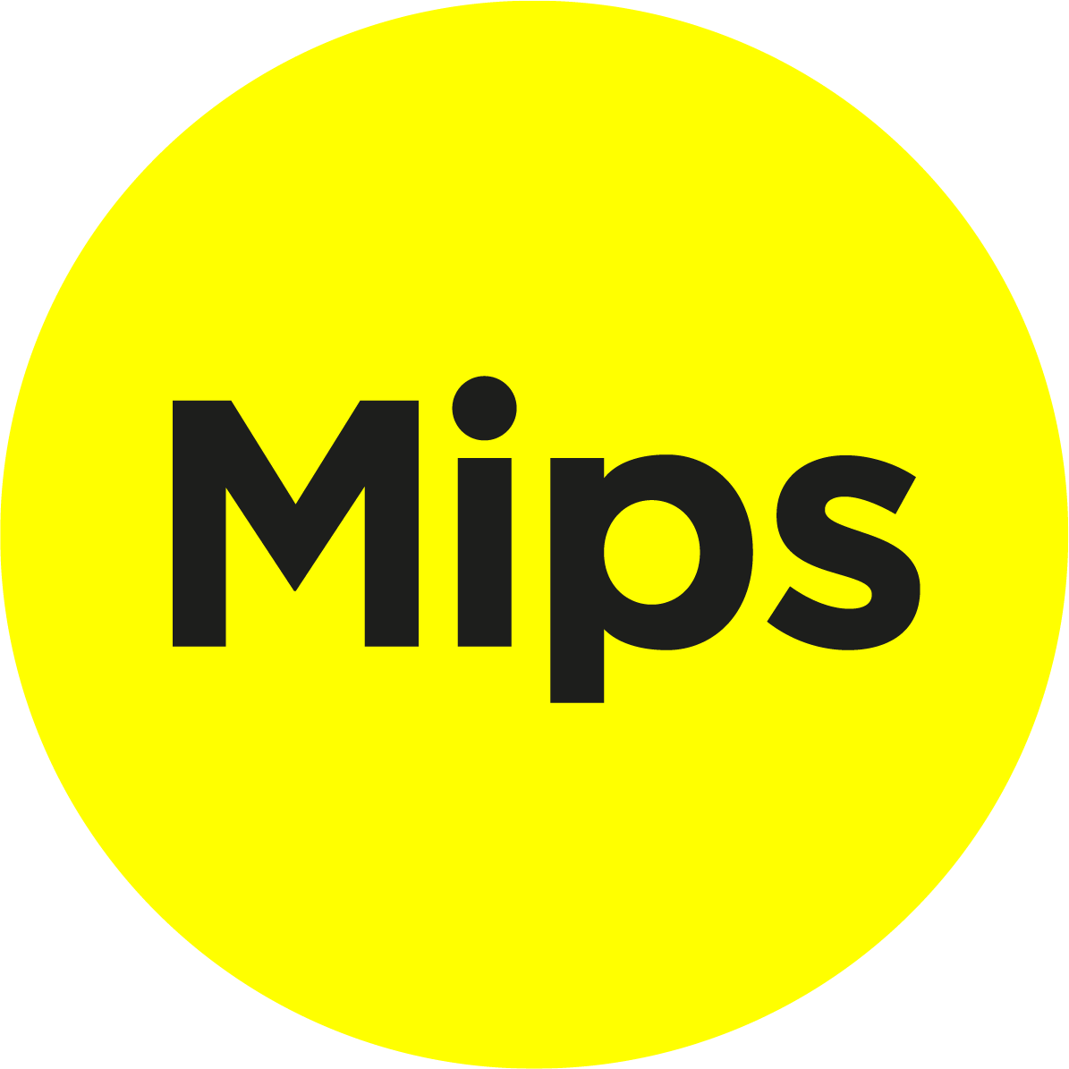Yellow circle MIPS logo. Mips text in the center